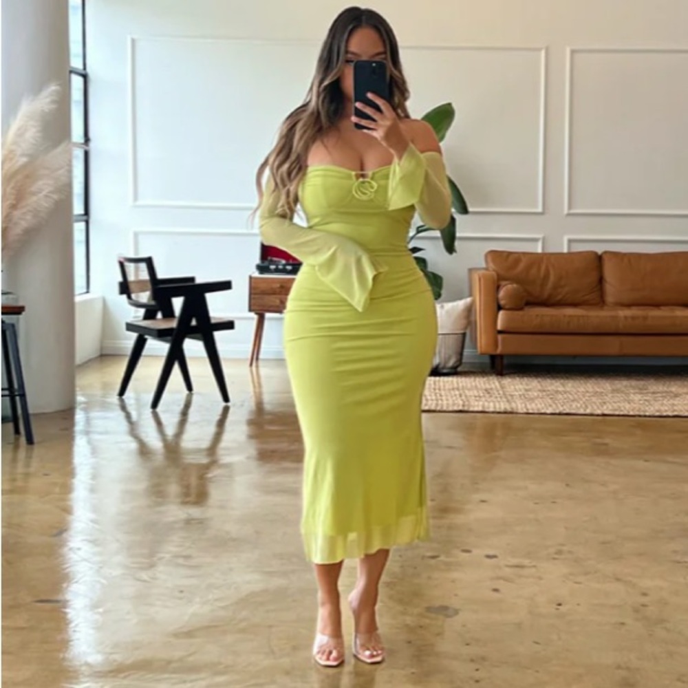 Toxic Envy Boutique Elia Halter Midi Dress - Green